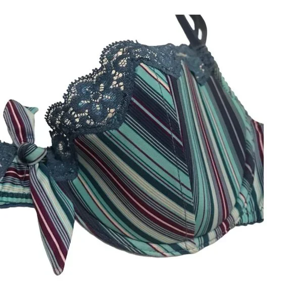 Victoria's Secret Blue Stripe Demi Bra Sz 36B - Picture 7 of 8